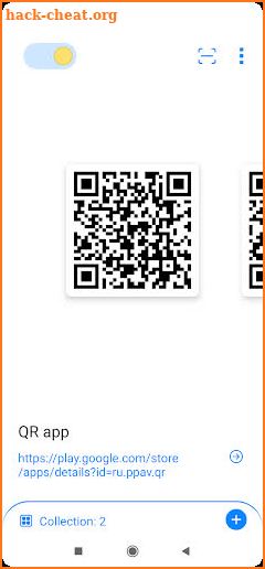 QR-code widget and scanner screenshot