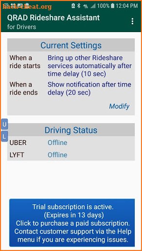 QRAD Rideshare Assistant for Uber & Lyft Drivers screenshot