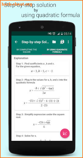 Quadratic Equation Solver with Steps and Graphs screenshot
