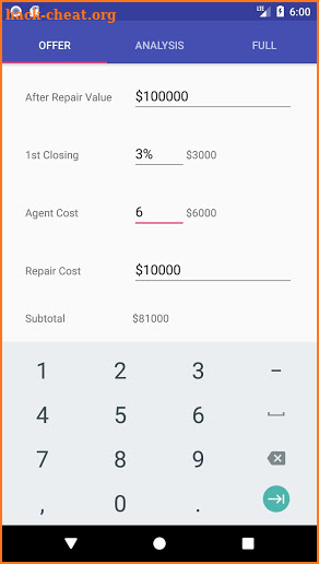 Quick Sell Real Estate Calculator screenshot