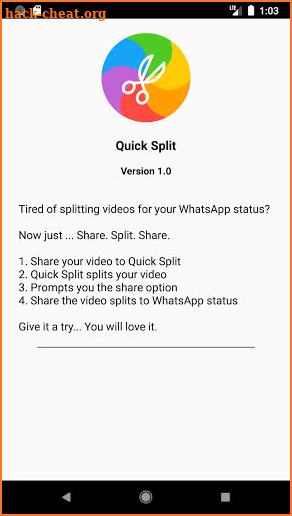 Quick Split - Video splitter for WhatsApp status screenshot
