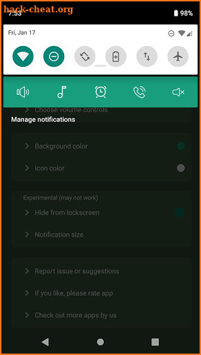 Quick Volume Control in notification bar screenshot