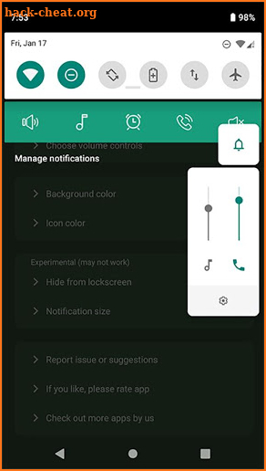 Quick volume in notification bar Free screenshot