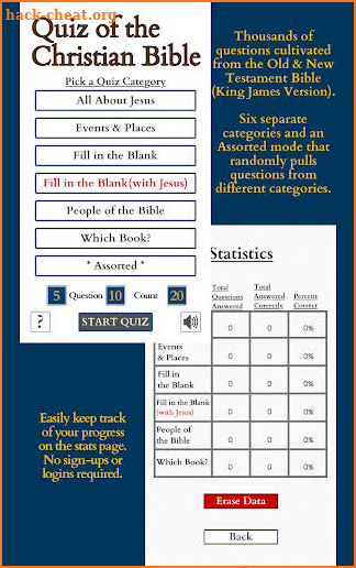 Quiz of the Christian Bible (King James Version) screenshot
