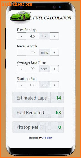 Race Fuel Calculator screenshot