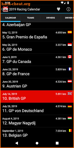 Racing Calendar 2019 DONATION screenshot