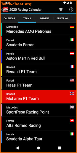 Racing Calendar 2020 (No Ads) screenshot