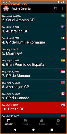 Racing Calendar 2022 - Donate screenshot