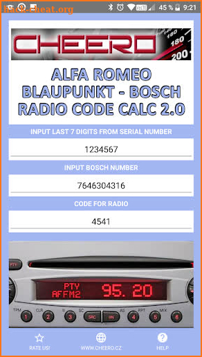 RADIO CODE CALC FOR ALFA ROMEO BLAUPUNKT BOSCH screenshot