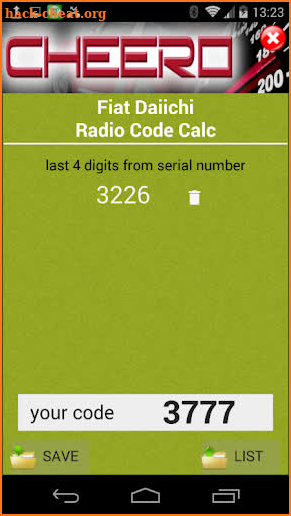RADIO CODE CALC FOR FIAT DAIICHI - RADIO & NAVI screenshot