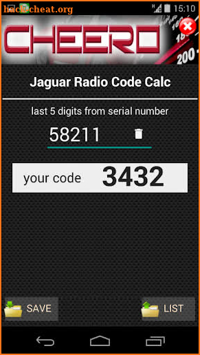 RADIO CODE CALC FOR JAGUAR ALPINE SERIES screenshot