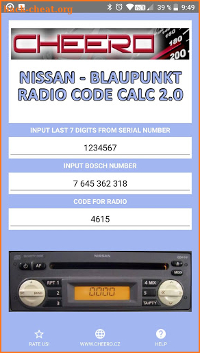 RADIO CODE CALC FOR NISSAN MICRA NOTE - BLAUPUNKT screenshot