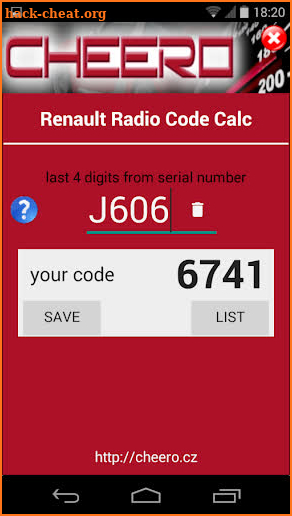 RADIO CODE CALC FOR RENAULT - NO LIMIT screenshot