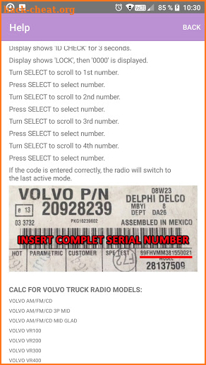 RADIO CODE CALC FOR VOLVO TRUCK DELPHI VR100 VR300 screenshot
