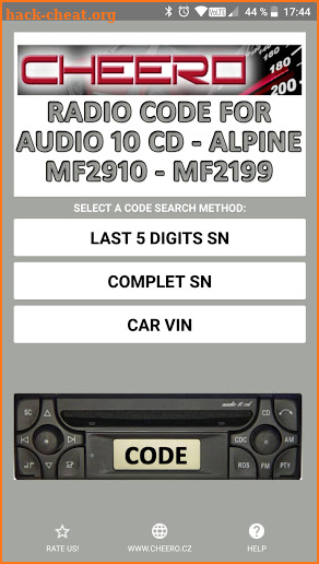 RADIO CODE FOR AUDIO 10 CD ALPINE MF2910 MF2199 screenshot