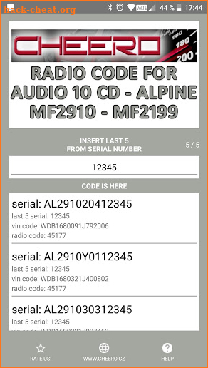 RADIO CODE FOR AUDIO 10 CD ALPINE MF2910 MF2199 screenshot