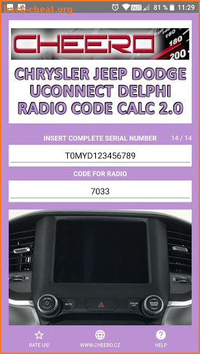 RADIO CODE FOR CHRYSLER JEEP DODGE UCONNECT DELPHI screenshot