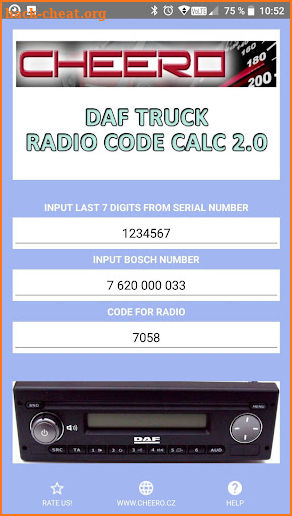 RADIO CODE for DAF TRUCK B&B screenshot