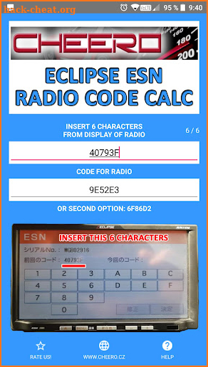 RADIO CODE for ECLIPSE ESN screenshot