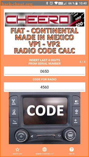 RADIO CODE FOR FIAT CONTINENTAL VP1 VP2 MEXICO screenshot