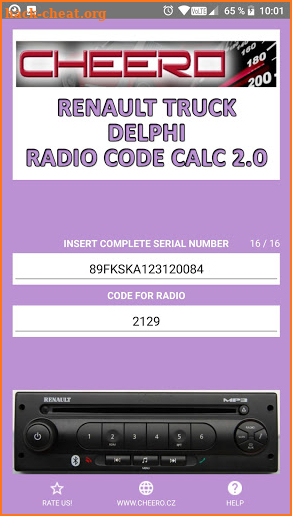 RADIO CODE FOR RENAULT & MACK TRUCK DELPHI MID206 screenshot