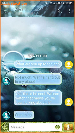 Rain drop Next SMS Skin screenshot