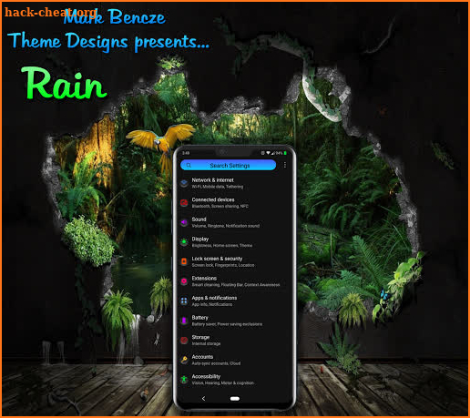 Rain Theme for LG G8, V40, V50 UX8 Android 9 screenshot