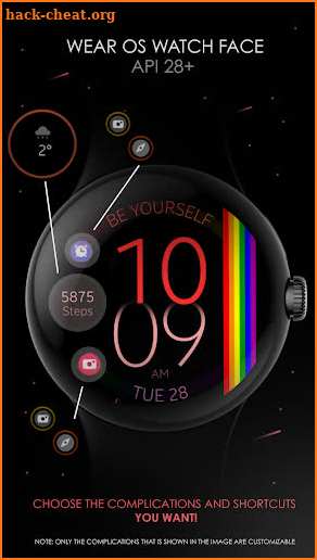 Rainbow digital watch face screenshot