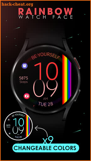 Rainbow digital watch face screenshot