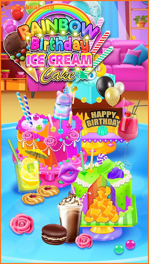 Rainbow Glitter Birthday Cake Maker - Baking Games screenshot