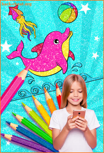 Rainbow Glitter Coloring Book: Dolphin Waterpark screenshot