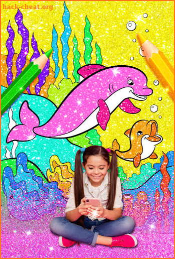 Rainbow Glitter Coloring Book: Dolphin Waterpark screenshot