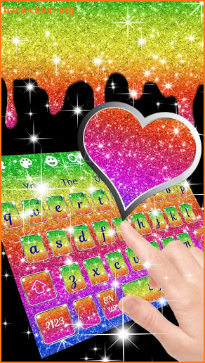 Rainbow Glitter Love Heart Keyboard screenshot