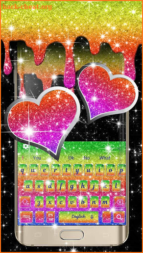 Rainbow Glitter Love Heart Keyboard screenshot