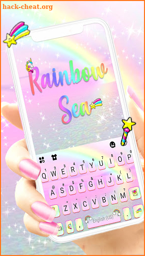 Rainbow Glitter Sea Keyboard Background screenshot