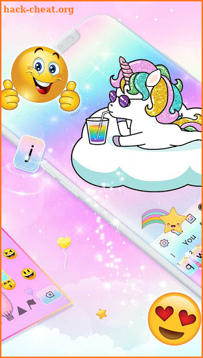 Rainbow Glitter Unicorn Keyboard Theme screenshot