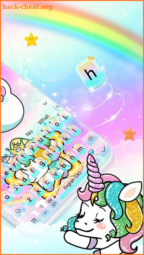 Rainbow Glitter Unicorn Keyboard Theme screenshot