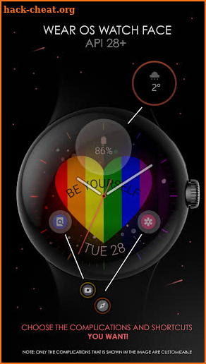 Rainbow Love analog watch face screenshot