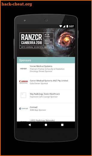 RANZCR Conferences and Events screenshot