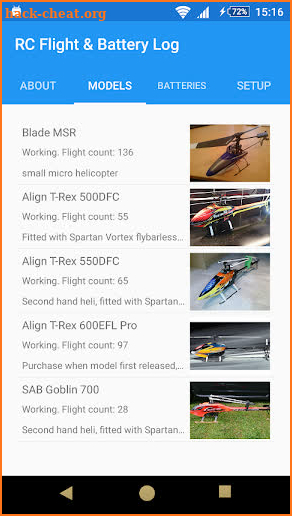 RC Flight and Battery Log screenshot