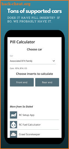 RC Pill Insert Calculator screenshot