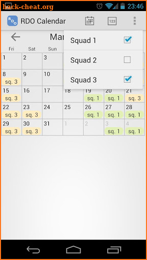 RDO Calendar screenshot