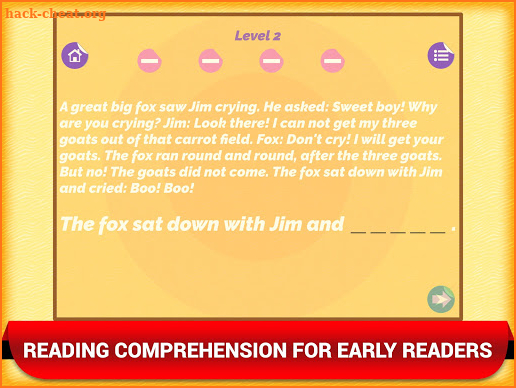 Reading Comprehension Kids App screenshot