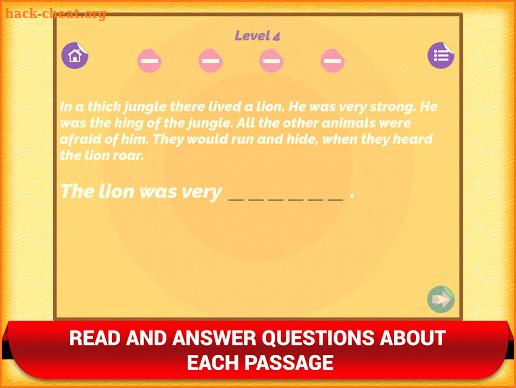 Reading Comprehension Kids App screenshot