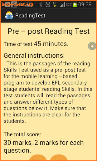 Reading Test screenshot