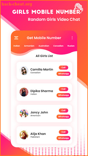 Real girls mobile number for WhatsApp Chat & Video screenshot