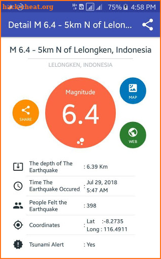RealTime Earthquake screenshot