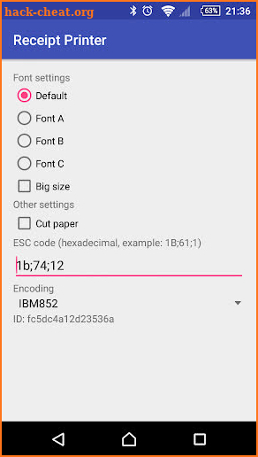Receipt bluetooth printer screenshot