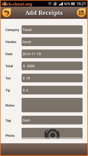 Receipts Manager for Android screenshot