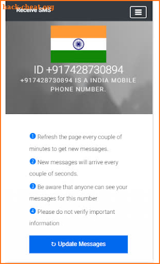 Receive SMS online screenshot
